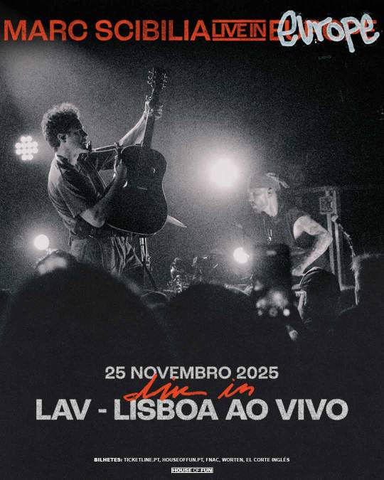 Cartaz: MARC SCIBILIA ATUA EM PORTUGAL NO DIA 25 DE NOVEMBRO, NO LAV-LISBOA AO VIVO